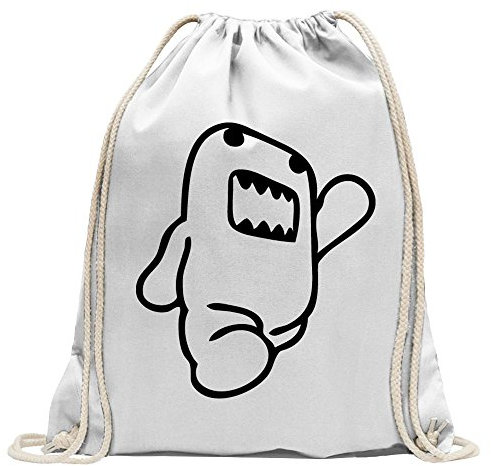 Kiwistar - Turnbeutel - weiss - Domo Kun laufend - Fun Rucksack Sport Beutel Gymsack Baumwolle mit Ziehgurt