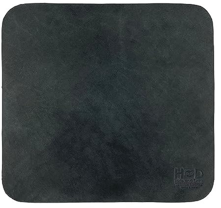 Hide & Drink, Durable Mouse Pad, Executive Mousepad for Work Desk & Office Essentials, Genuine Mat, Thick Full Grain Leather, Handmade, Charcoal Black