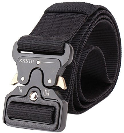Taktischer Gürtel, Unisex Militär Nylon Gürtel mit Schnellspanner Metallschnalle, Gürtel Herren für Outdoor, Arbeit, Militär, Freizeit, Jagen - Schwarz