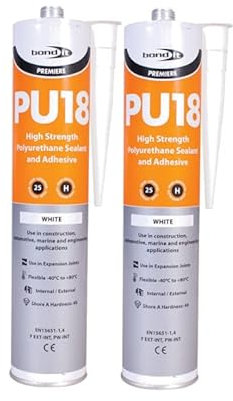 (2 TUBES) PU18 White Polyurethane Adhesive Sealant High Strength PU Window Marine Auto …