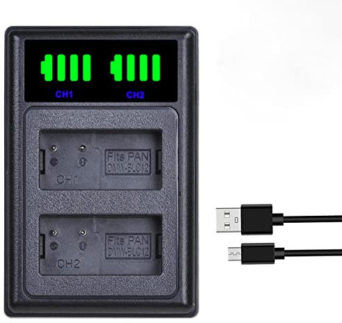 PowerTrust DMW-BLC12 DMW-BLC12e Battery Charger for Panasonic Lumix DC-G95 DC-G90 DMC FZ1000 FZ1000II FZ2500 FZ2000 GH2 FZ300 FZ330 FZ200 G85 G5 G6 G7 GX8
