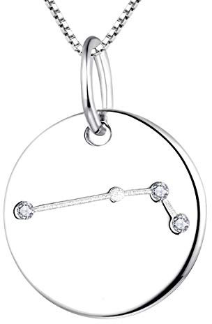 YL Silber Widder Halskette-925 Sterling Silber CZ Horoskop Sternzeichen 12 Konstellation Anhänger Halskette für Frauen und Mädchen