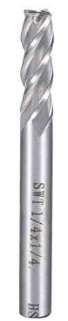 Sourcingmap 1/4 Cutting HSSAL Spiral Drill Bit Straight End Mill Cutter 4 Flute with 1/4 Shank