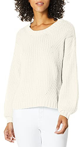 Splendid Women's Crewneck Cable Knit Pullover Sweater Sweatshirt