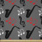 ABAKUHAUS Jazz Musik Stoff als Meterware, Hinweise Clef Saxophon, Microfaser Stoff für Kunsthandwerke und Dekoration, 5M (230x500cm), Schwarz Grau Rot