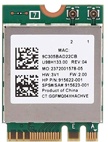 ASHATA WLAN Card WiFi-Karte, Netzwerkkarte RTL8822BE Dual Band 2.4G/5G M.2-Schnittstellenunterstützung für Bluetooth 4.2, Unterstützung für 7, 8 und 10-System