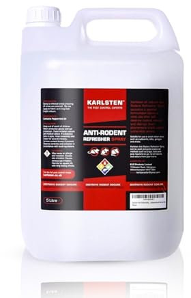 Karlsten Rat and Mice Spray 5L – Peppermint Oil Rodent Deterrent, Natural Mouse & Rat Spray for Home, Loft, Garage, Garden – Stop Chewing, Nesting & Property Damage