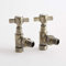 Milano Brushed Brass Angled Heated Towel Rail Radiator Valves