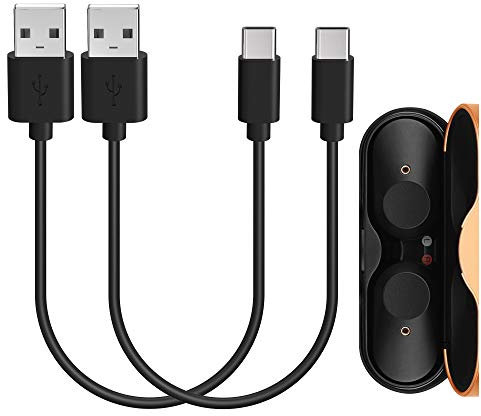 GEEKRIA USB Earbuds Short Charger Cable Compatible with Sony WF-1000XM5/1000XM4, LS900N, LinkBuds, INZONE Buds, WF-H800, USB to USB-C Replacement Power Charging Cord (1 ft/30 cm 2 Pack)