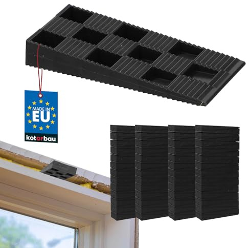 KOTARBAU® 100er Set Montagekeile Kunststoff für Fenster Türen Türzarge Fensterrahmen Schwarz 94 x 44 x 14 mm