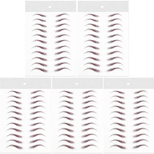 FLOFIA 5 Blatt 4D Augenbrauen Tattoo Aufkleber Augenbrauen Shaping Schablonen Eyebrow Tattoo Aufkleber Eyebrow Shaping Schablonen Damen Semi Permanent Haarähnlich Wasserdicht Falsch Augenbraue (E)