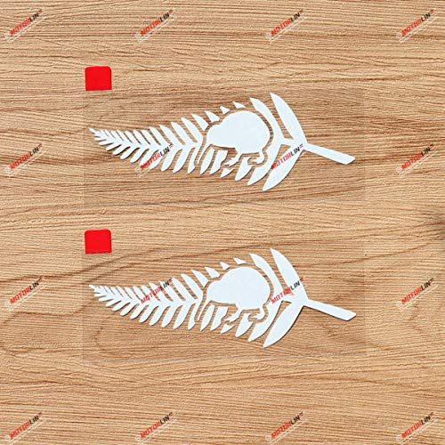 Neuseeland Kiwi Vogel Farn Aufkleber Sticker Vinyl - 2er Pack Weiß, 10,2cm - für Auto Boot Laptop 01241