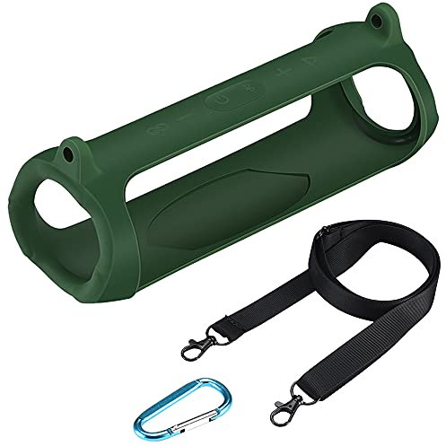 Seracle Silikonhülle Tragetasche Case Schlinge Tasche für JBL Charge 5 Bluetooth Lautsprecher (Green)