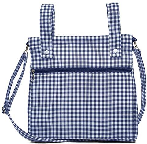 Bolsa panera de algodón vichy - Bolso carro - Talega carrito de bebé - Nenel (Marino)