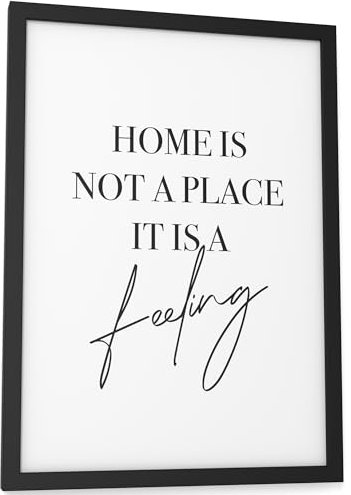 Papierschmiede® Bilder Home Kunstdruck mit Rahmen A4 (21x30 cm) Spruch Poster Zuhause Schrift Bild Wanddeko in schwarz weiß, Sprüche für Wohnzimmer Büro Küche, Home Feeling