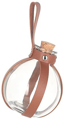 Magic Season Dekorative Glasflasche mit Korkverschluss(266ml Zaubertrank Flaschen mit Braunem Lederetui)