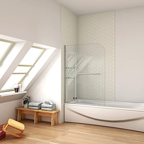 Ducha Casa 140x90cm Mampara de bañera abatible, Cristal 5mm templado