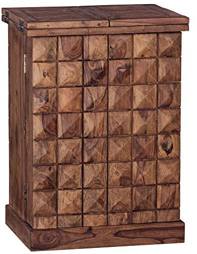 KADIMA DESIGN Hausbar Massivholz Sheesham Vitrine ausklappbar Landhausstil Barschrank