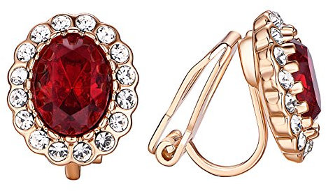 Vogem Damen Ohrclips Ohne Ohrlöcher Rot Zirkonia Ohrringe Clips Nickelfrei Hochzeit Modeschmuck