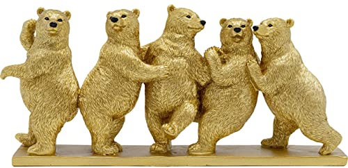 Kare Design Deko Figur Tipsy Bär, Gold, wohnaccessoires, Handbemalt, Tiermotiv, Wohnzimmer, Schlafzimmer Flur, 14x30x8 cm (H/B/T)