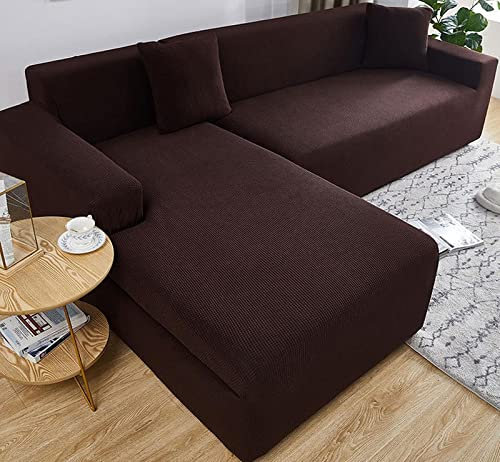 uyeoco Sofa Überzug Sofabezug L U Form Grau/Braun Couchbezug Sofahusse Rechts/Links Sofa Couch Hussen 1 2 3 4 Sitzer Ecksofa Stretch Eckcouch L-vormig Bezug L-Förmige Sofabezüge
