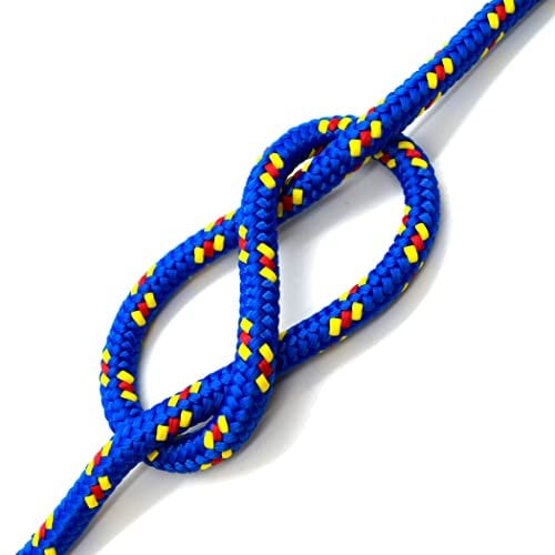 Blue & Yellow Polypropylene Rope, Solid Braided Poly Rope Cord Twine for Boat Yacht Dock Line Camping Washing Line (6 mm x 3 metres / 9.8 ft)