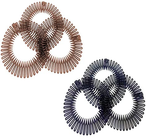 Flexible Kamm,Stretch Haarkamm Stirnband,Stretch Haarkamm,Stretch Haarkamm Stirnband Haarbandhalter,Stretchkamm,Stretch Haarkamm Zahn Stirnband,Kunststoff Zick Zack Haarreif Stretch (6PC)