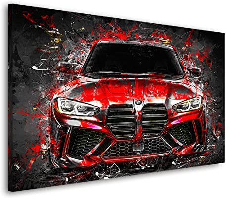 Kunstgestalten24 Aludibond Bild BMW M4 Abstrakt Style Wandbild Kunstdruck Lounge Deko XXL