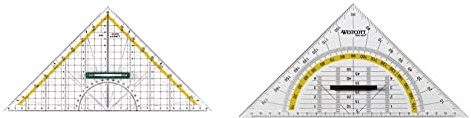 Linex Geodreieck aus Kunststoff, mit Griff, 30 cm, bruchsicher und transparent & Westcott E-10134 00 Geometriedreieck Kunststoff mit abnehmbarem Griff, 22 cm, transparent