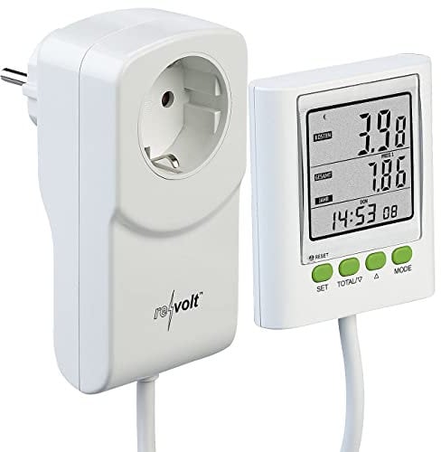 revolt Strommesser: Digitaler Energiekosten-Messer & Strom-Zähler, 2 Tarife, CO2-Anzeige (Energiezähler, Leistungsmessgerät, Energie messen)
