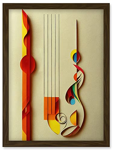 Wee Blue Coo Kandinsky Inspired Abstract Musical Symbol Clefs Music Yellow Turquoise Orange Artwork Framed Wall Art Print A4