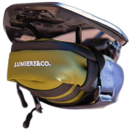 Lumiere & Co. Medium Bike Saddle Bag – 0.5L | 6″ × 3″ × 1.5″ | Sleek Minimalist Design, Secure Hook & Loop Strap (Green, Medium)