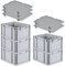 PROREGAL SparSet 5x Eurobox NextGen Grip mit Auflagedeckel & 4 schwarzen Schiebeschnappverschlüssen, HxBxT 22x30x40cm, 20 L, Grau, Griffe geschlossen, Eurobehälter, Transportbox
