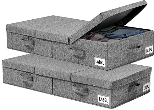 YAJIAYA 2Pack Underbed Storage Box with Lid - Foldable Clothes Storage Bag with 3 Convenient Handles - Perfect Solution for Clothes, Bedding, and Duvets,Size 79x40x15.3cm