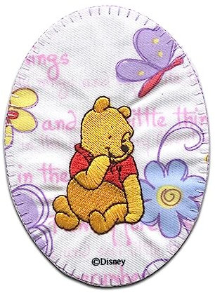 Comercial Mercera Disney © Winnie Pooh Blumen Sitzt - Aufnäher, Bügelbild, Aufbügler, Applikationen, Patches, Flicken, Zum Aufbügeln, Größe: 10,7 x 8 cm