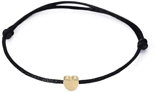 Heart String Bracelets Slim Rope Charm Bracelets Adjustable Bracelet Bangle Anklet Foot Chain For Girls Women,Black