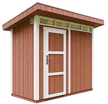 Gartenhaus Premium Qualität 3m² - L161xW294cm- All-Inclusive-Set mit Boden, Bitumen-Dachziegeln, Farbset- Hochwertiger Geräteschuppen aus Holzwerkstoffplatten LP Smartside - M901 Redwood RED