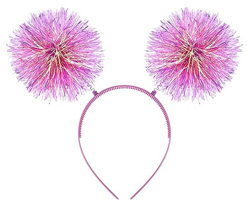 WLLHYF Bandeau tendance à pompons en aluminium avec boules pelucheuses - Accessoires de cheveux pour femmes et filles - Fête de Noël, anniversaire