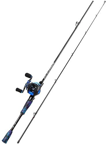 Sougayilang MX-2 Wurfangelrute und Baitcastrolle Combo, 1,8m/2,1m Baitcaster Combo - Raubfisch-Angelset für Hecht, Barsch, Zander-1.8B-L