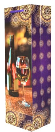 12Pcs Wine Bottle Gift Bag, Sturdy Purple Paper Wine Tote Bags Premium Wine Champagne Paper Bags Reusable Wine Whiskey Bag with Strong Rope Handles for Party Christmas Halloween Wedding Birthday