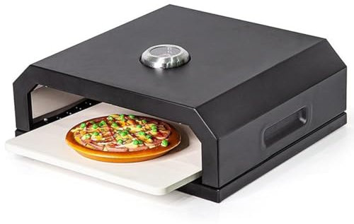 DISHENGZHEN Outdoor BBQ Pizza Oven, 12 Portable Garden Fire Pit Pizza Maker with Thermometer,Stainless Steel Pizza Grill Outdoor,Suitable for Carbon Oven/Electric Oven/Gas Oven