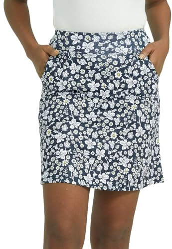 Westkun Damen Skort Knielang Sportrock mit Hose Hosenrock Sommer Workout Running Sportrock und Taschen Wanderrock Copihue L