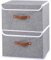 OUTBROS Clothes Storage Boxes with Lids, Foldable Wardrobe Organizer, Fabric Cube Cabinet Storage Basket with Artificial Leather Handles, 44 X 29 X 30 cm, Grey, 2-Pack