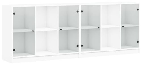 vidaXL Bücherschrank mit Türen Weiß 204x37x75 cm Holzwerkstoff