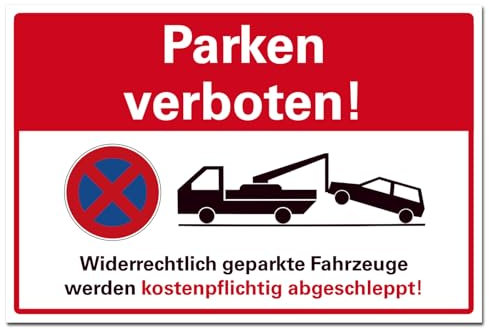 Parken verboten Schild Parkverbot Hinweisschild, Hartschaum, 30x20 cm