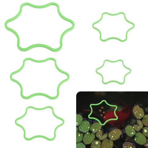 PEUTIER 5pcs Aquarium Floating Plant Rings, Foam Floating Plant Corral Flower Shaped Fish Feeding Rings Fish Tank Food Ring for Intercepting Floating Plants (Green)