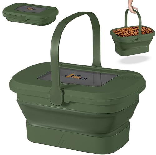 The FlexiNest Small Dog Food Storage Container with Handle - Portable Collapsible Dog Biscuit Container, Multipurpose Space Saving Foldable Design