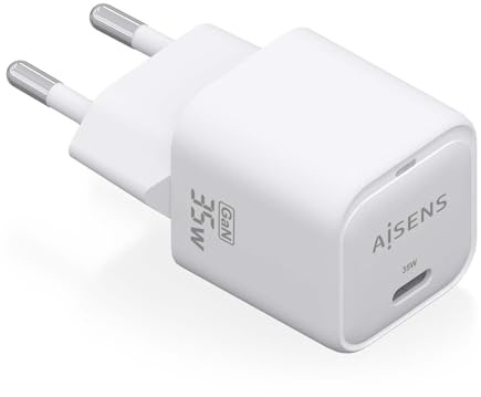AISENS Ladegerät GaN 35 W, 1 x USB C PD3 0 QC4 0, Weiß