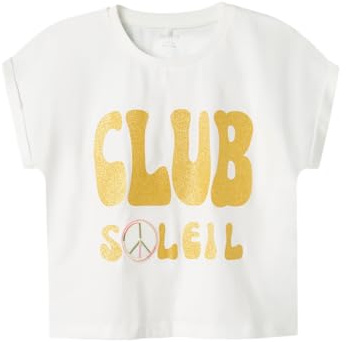 Name IT Mädchen Nkfforva Ss Short Loose Top Box Ps, Cloud Dancer, 116 EU
