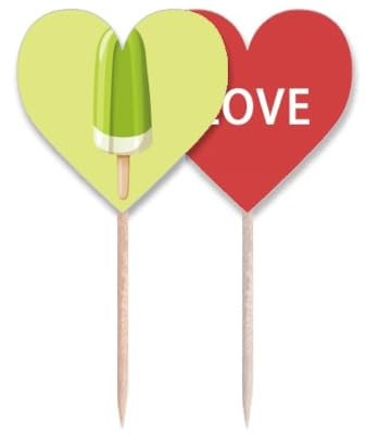 Palillo de helado verde con diseño de corazón y bandera de palillo de hielo dulce